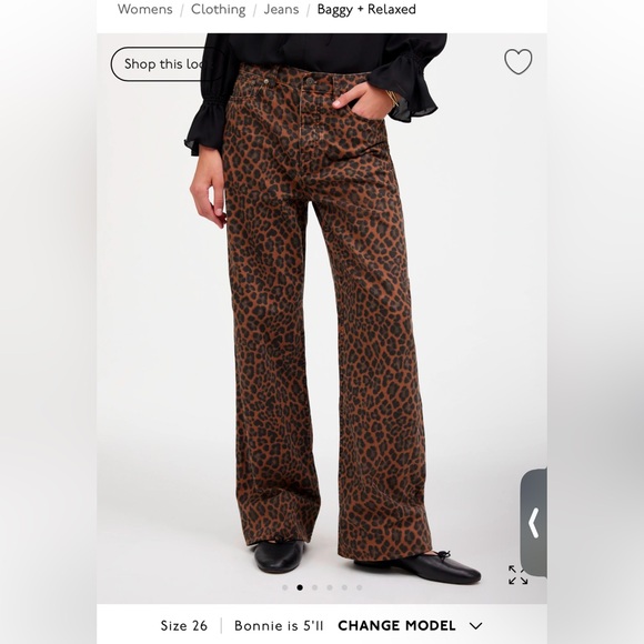 NWT Madewell Low-Slung Baggy Animal Print Jean - Picture 2 of 10